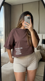 تیشرت کراپ زنانه لش و اورسایز طرح نوشته